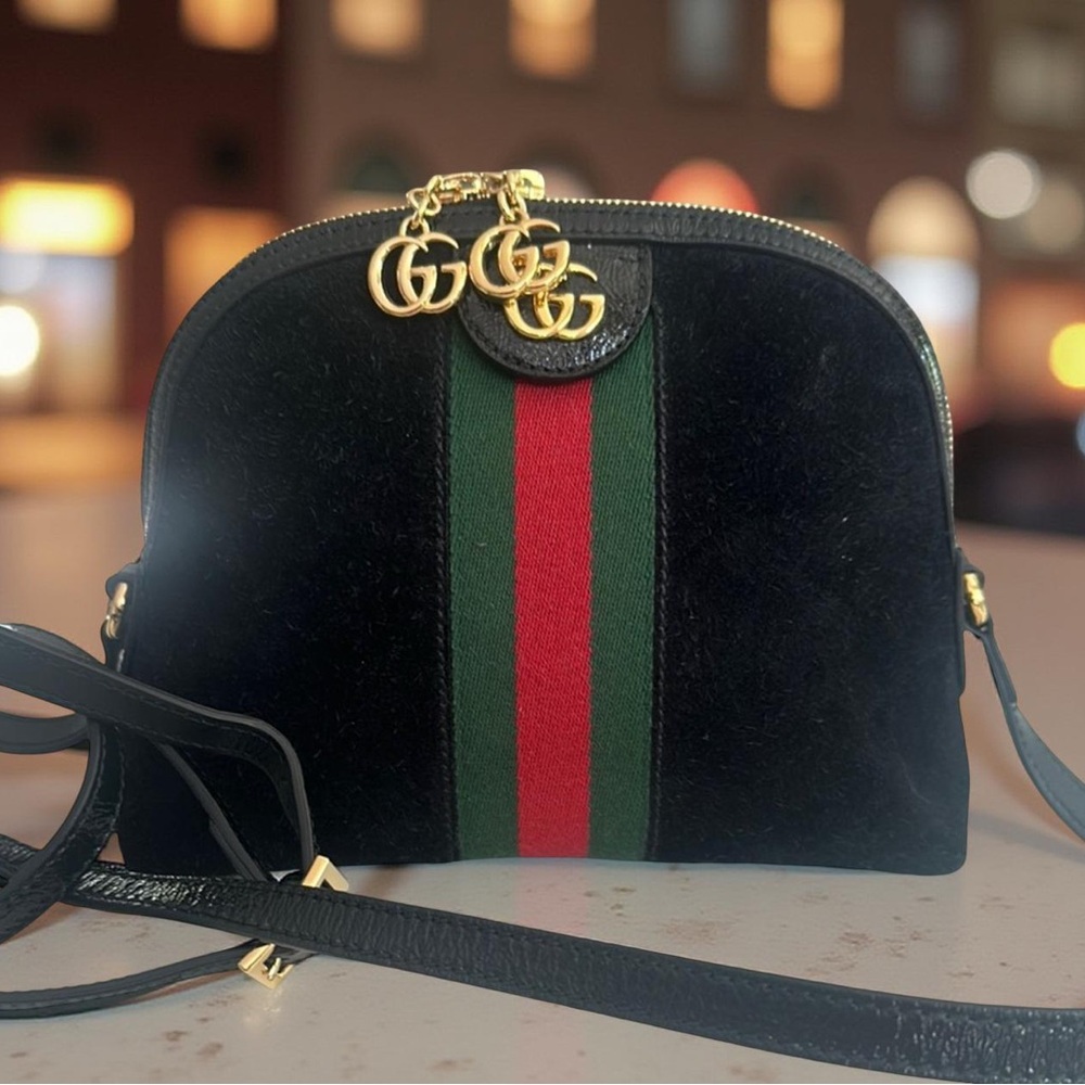Beautiful Gucci Ophidia black suede Crossbody bag - Picture 1 of 15